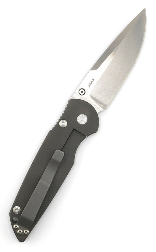 Pro-Tech 7701 TR-3 Integrity Manual Folding Knife 3.5" S35VN Two-Tone Plain Blade Blasted Titanium Handles Frame Lock (USA) from NORTH RIVER OUTDOORS