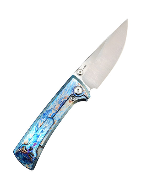 Custom Chaves Knives RCK9 Frame Lock Knife Heat Antropic Titanium (3.25" Satin M390) from NORTH RIVER OUTDOORS