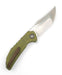 Custom Reate Knives Tiger Liner Lock Flipper 3.75" M390 Satin Compound Recurve Tanto Blade, Bead Blasted Stripe Pattern Milled Titanium Handles OD Green Anodization from NORTH RIVER OUTDOORS