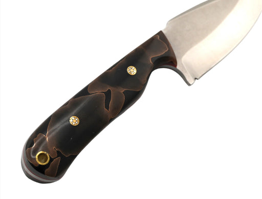 CUR Custom Shrike EDC Fixed Blade Knife 3.25" Raffir Noble Curly Bronze Scales Mosaic Pins from NORTH RIVER OUTDOORS
