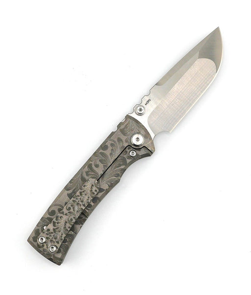 Custom Chaves Ultramar Redencion Street Floral Titanium Drop Point Knife (3.25" Satin) (Engraved) from NORTH RIVER OUTDOORS