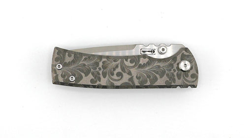 Custom Chaves Ultramar Redencion Street Floral Titanium Drop Point Knife (3.25" Satin) (Engraved) from NORTH RIVER OUTDOORS