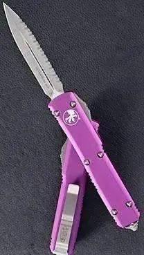 Microtech Ultratech D/E 122-6VI Satin Full Serrated Violet Knife - NORTH RIVER OUTDOORS