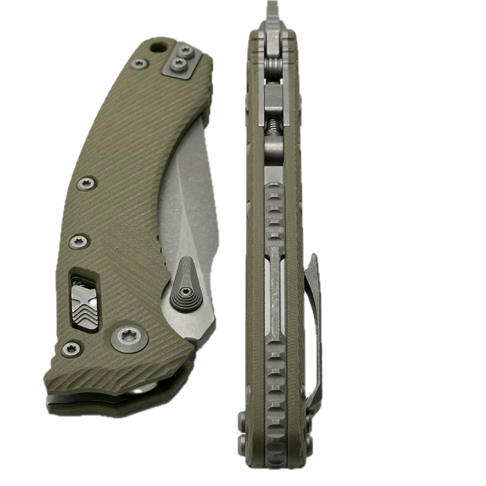 Microtech Amphibian RAM LOK OD Green Fluted G-10 Apocalyptic M390MK 137RL-10APFLGTOD from NORTH RIVER OUTDOORS