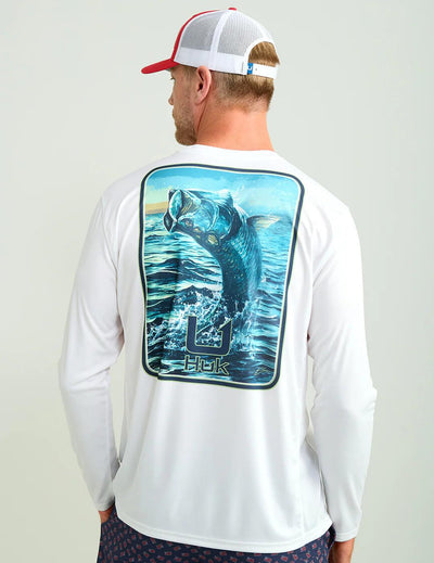 Huk KC Pursuit Art Series Performance Crew (White Tarpon) - NORTH RIVER OUTDOORS