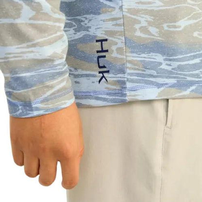 Huk Leeward KC Printed Long Sleeve Crew Men's Tech Shirt (Quiet Harbor) - NORTH RIVER OUTDOORS