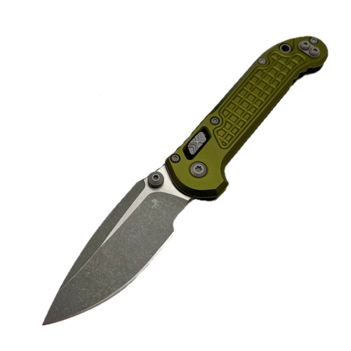 Microtech LUDT RAM-LOK Manual Folding Knife 3.45" M390MK Apocalypse Single Edge OD Green Frag Aluminum Handles