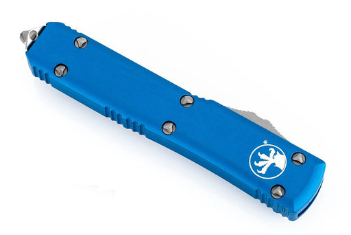 Microtech 121-4BL Ultratech Auto OTF Knife 3.46" Satin Drop Point Blade Blue Handles from NORTH RIVER OUTDOORS
