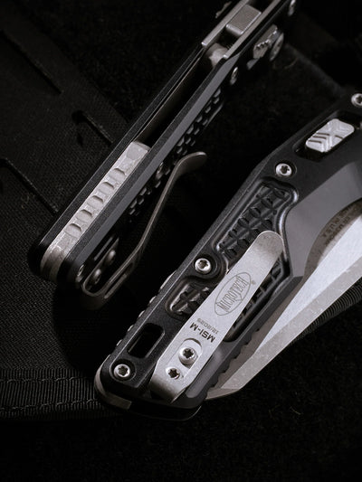 Microtech MSI Mini RAM LOK Black Frag Aluminum Handles Apocalyptic Blade Finish M390MK Blade 210M-10APFR