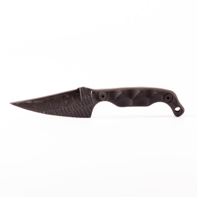 Stroup Knives Mini2 EDC Fixed Blade Knife 3.125" 1095 Hand Carved Pike Blade G10