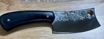 Nic Nichols Mini Cleaver Black Linen Micarta Handles - NORTH RIVER OUTDOORS