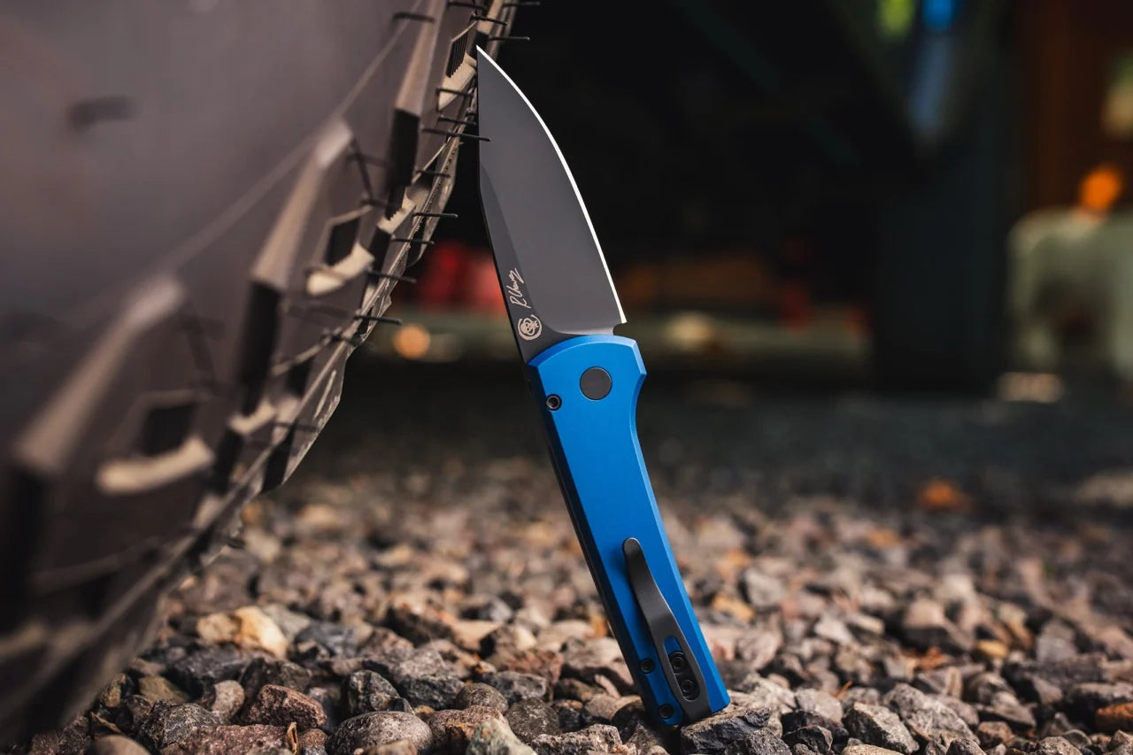 Pro-Tech Chavez Scapegoat Compact Auto Knife Blue Handle (3.2" DLC MagnaMax)