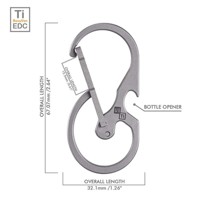 RovyVon U8 Sandblasted Titanium Carabiner, Quick-release Keychain Carabiner / Bottle Opener / Hand Tools - NORTH RIVER OUTDOORS