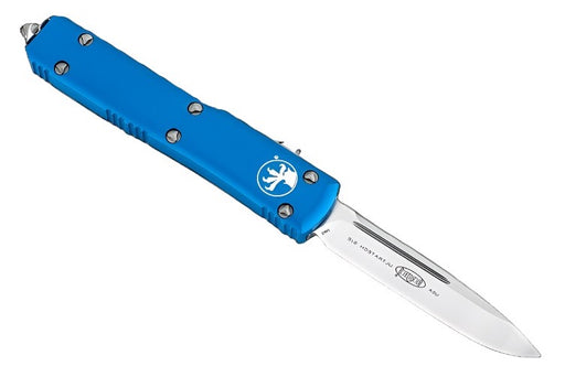 Microtech 121-4BL Ultratech Auto OTF Knife 3.46" Satin Drop Point Blade Blue Handles from NORTH RIVER OUTDOORS