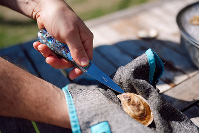 Toadfish Abalone Handled Oyster Shucking Knife