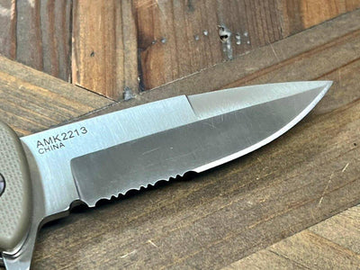 Al Mar Mini SERE 2020 Assisted Flipper Knife 3" 8Cr13MoV Satin Combo Talon Drop Point, Coyote Tan Handles - NORTH RIVER OUTDOORS