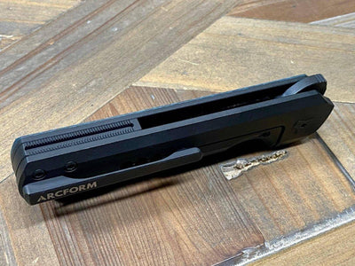 Darcform Slimfoot ARC-110 Flipper 3.5" Black M390 Sheepsfoot Blade Titanium Handles with Blue Fat Carbon Inlay - NORTH RIVER OUTDOORS