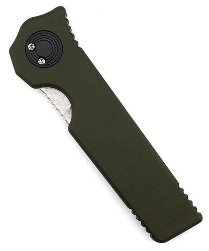 Asheville Steel Paragon Razor Straight Edge Gravity Knife S35VN OD Green Handle (USA) - NORTH RIVER OUTDOORS