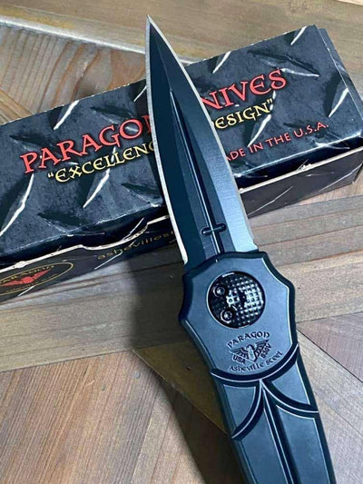 Asheville Steel Paragon Warlock Dagger Grind Black S30V (USA) - NORTH RIVER OUTDOORS