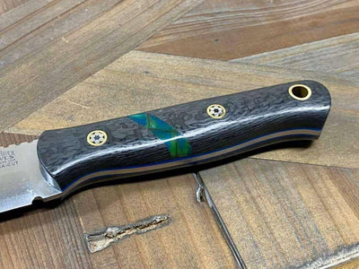 Bark River Bushcraft Scout Knife MagnaCut Carbon Fiber Mosaic Pins (USA) - NORTH RIVER OUTDOORS