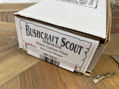 Bark River Bushcraft Scout Knife MagnaCut Carbon Fiber Red Liners Mosaic Pins (USA) - NORTH RIVER OUTDOORS