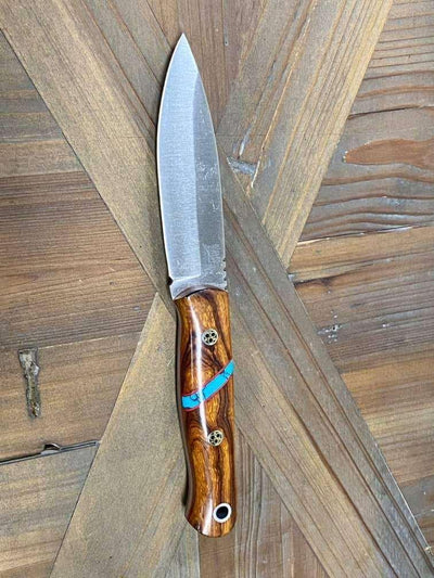 Bark River Bushcraft Scout Knife MagnaCut Desert Ironwood Red Liners Mosaic Pins (USA) - NORTH RIVER OUTDOORS