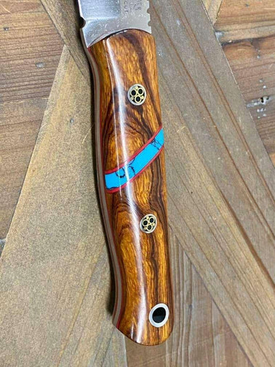 Bark River Bushcraft Scout Knife MagnaCut Desert Ironwood Red Liners Mosaic Pins (USA) - NORTH RIVER OUTDOORS