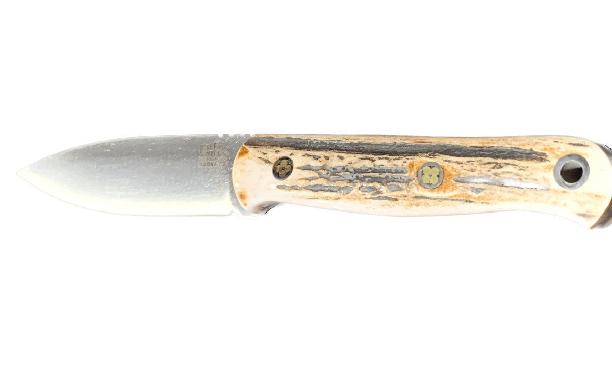 Bark River Bushcraft Scout Knife MagnaCut Elk Handles Black Liners Mosaic Pins (USA) - NORTH RIVER OUTDOORS