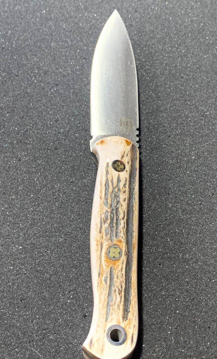 Bark River Bushcraft Scout Knife MagnaCut Elk Handles Black Liners 