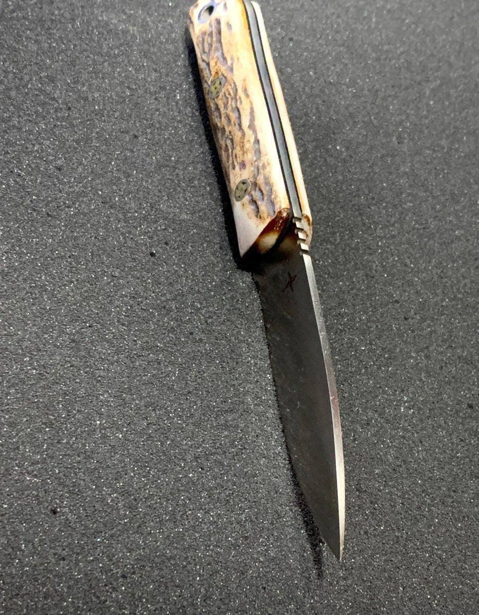 Bark River Bushcraft Scout Knife MagnaCut Elk Handles Black Liners Mosaic Pins (USA) - NORTH RIVER OUTDOORS