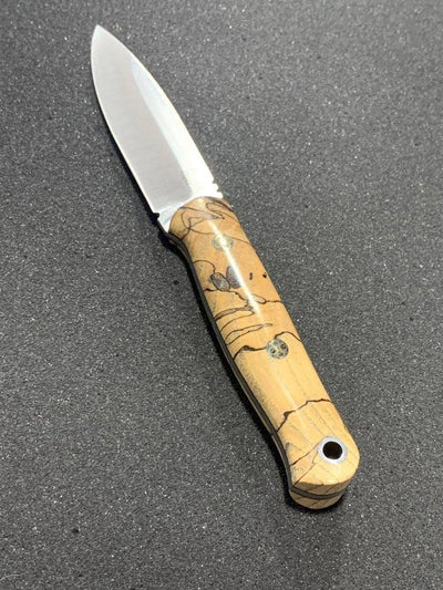 Bark River Bushcraft Scout Knife MagnaCut Natural Spalted Maple Burl Handles Black Liners Mosaic Pins (USA) - NORTH RIVER OUTDOORS