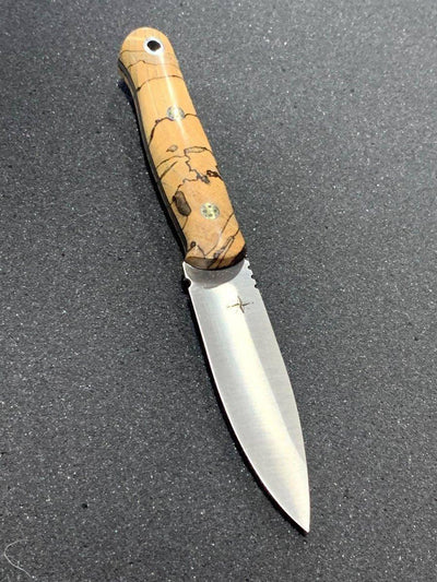 Bark River Bushcraft Scout Knife MagnaCut Natural Spalted Maple Burl Handles Black Liners Mosaic Pins (USA) - NORTH RIVER OUTDOORS