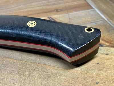 Bark River Classic Drop Point Hunter Knife S45VN Black Micarta Red Liners Mosaic Pins - NORTH RIVER OUTDOORS
