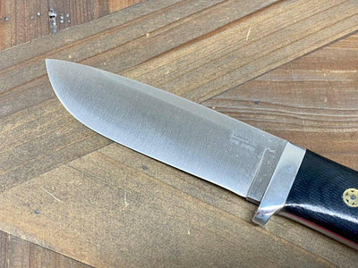 Bark River Classic Drop Point Hunter Knife S45VN Black Micarta Red Liners Mosaic Pins - NORTH RIVER OUTDOORS