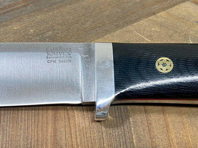 Bark River Classic Drop Point Hunter Knife S45VN Black Micarta Red Liners Mosaic Pins - NORTH RIVER OUTDOORS