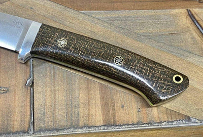 Bark River Classic Drop Point Hunter Knife S45VN OD Green Burlap Micarta Toxic Green Liners Mosaic Pins - NORTH RIVER OUTDOORS