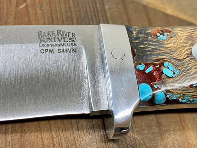 Bark River Classic Drop Point Hunter Knife S45VN Red Cholla Cactus with Turquoise - NORTH RIVER OUTDOORS
