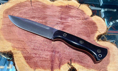 Bark River Cub 3V Black Canvas Micarta Knife Mosaic Pins (USA) - NORTH RIVER OUTDOORS