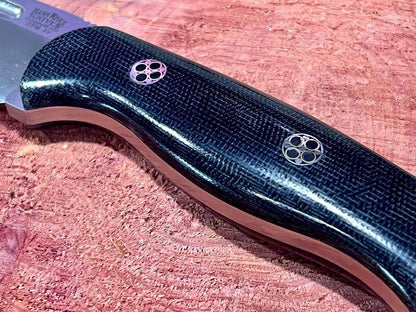 Bark River Cub 3V Black Canvas Micarta Knife Mosaic Pins (USA) - NORTH RIVER OUTDOORS