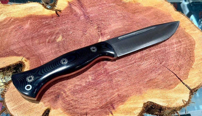 Bark River Cub 3V Black Linen Micarta Knife Red Liners Mosaic Pins (USA) - NORTH RIVER OUTDOORS