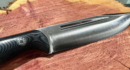 Bark River Cub 3V Black Linen Micarta Knife Red Liners Mosaic Pins (USA) - NORTH RIVER OUTDOORS