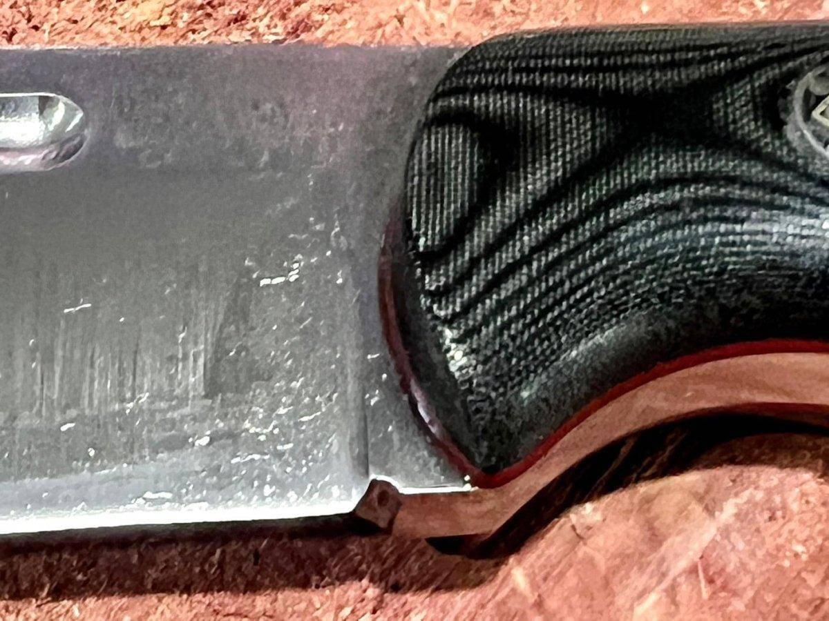 Bark River Cub 3V Black Linen Micarta Knife Red Liners Mosaic Pins (USA) - NORTH RIVER OUTDOORS