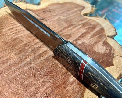 Bark River Cub 3V Bog Oak Knife Dino Bone Spacer White Liners Mosaic Pins (USA) - NORTH RIVER OUTDOORS