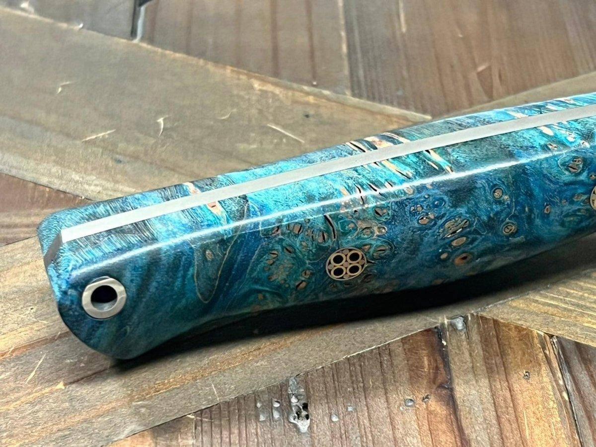 Bark River Fox River EXT-1 MagnaCut Aqua Blue Maple Burl Mosaic
