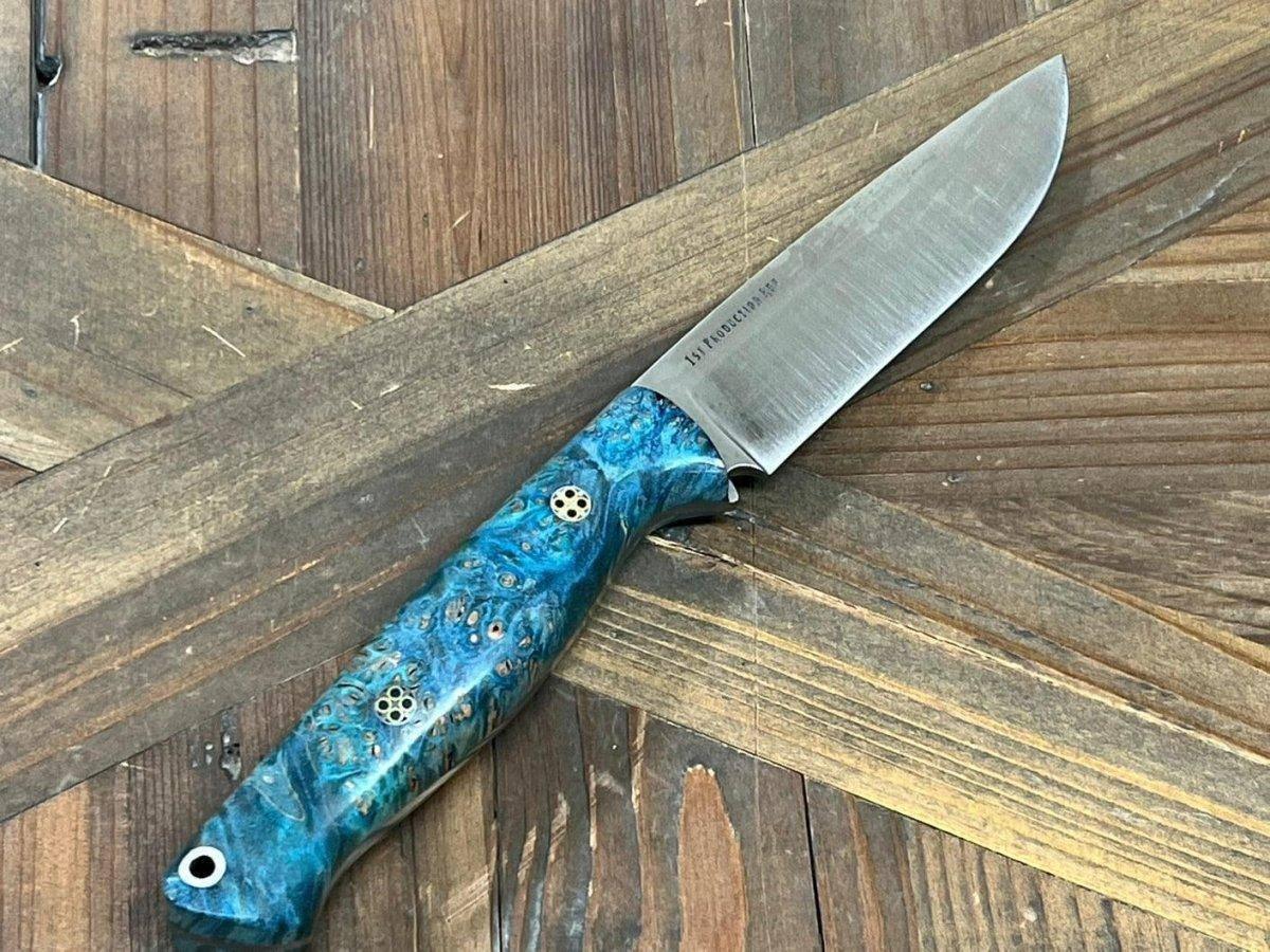 Bark River Fox River EXT-1 MagnaCut Aqua Blue Maple Burl Mosaic 