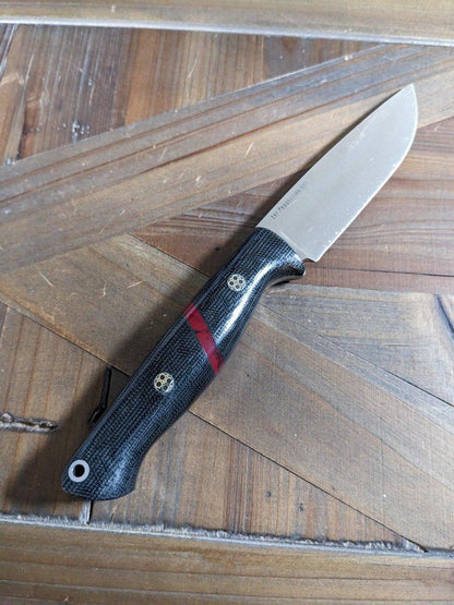 Bark River Fox River EXT-1 MagnaCut Black Canvas Micarta Bloody Basin Spacer Mosaic Pins (USA) - NORTH RIVER OUTDOORS