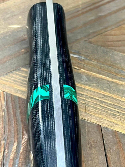 Bark River Fox River EXT-2 LT 3V Black Canvas Micarta Malachite Spacer Mosaic Pins (USA) - NORTH RIVER OUTDOORS