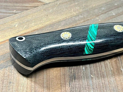 Bark River Fox River EXT-2 LT 3V Black Canvas Micarta Malachite Spacer Mosaic Pins (USA) - NORTH RIVER OUTDOORS