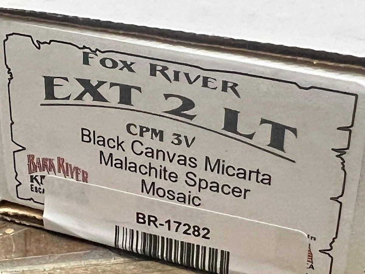 Bark River Fox River EXT-2 LT 3V Black Canvas Micarta Malachite Spacer Mosaic Pins (USA) - NORTH RIVER OUTDOORS