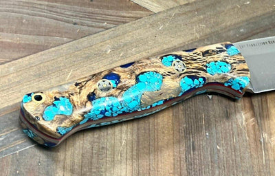 Bark River Fox River EXT-2 LT 3V Blue Cholla Cactus Turquoise Red Liners Mosaic Pins (USA) - NORTH RIVER OUTDOORS